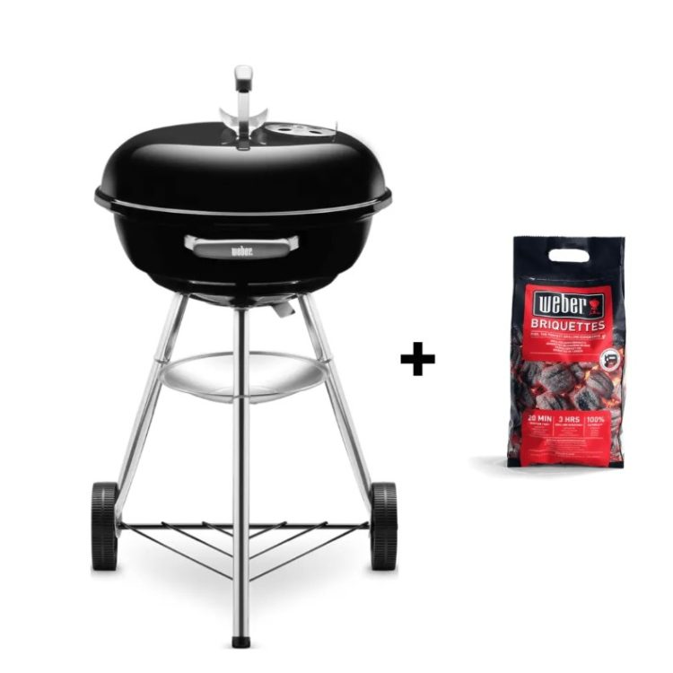 Barbacoa Weber Compact Kettle 47cm Black + 3kg briqueta